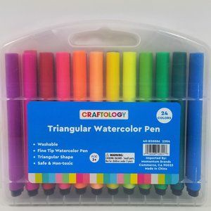 Triangular watercolor pens washable 24 pack